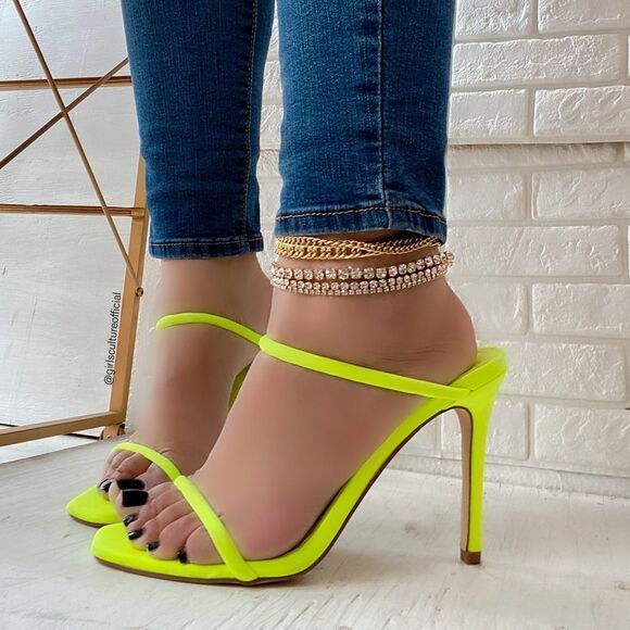 Lime Square Toe High Heel - Picture 1 of 7